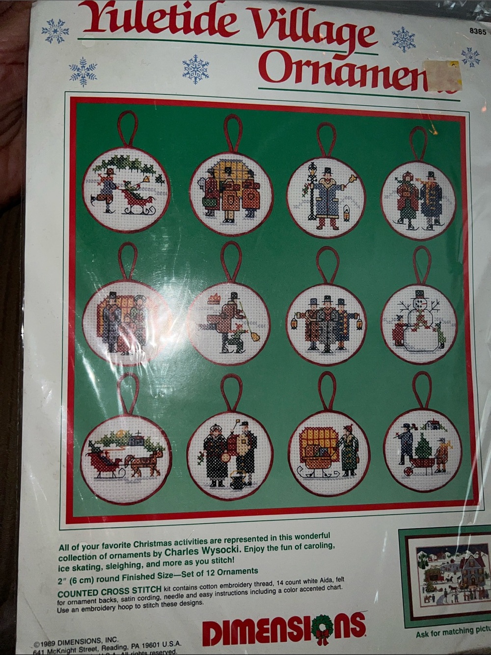 DIMENSIONS Yuletide Village Ornaments Cross-Stitch Kit - Red/Green. NEW IN PKG